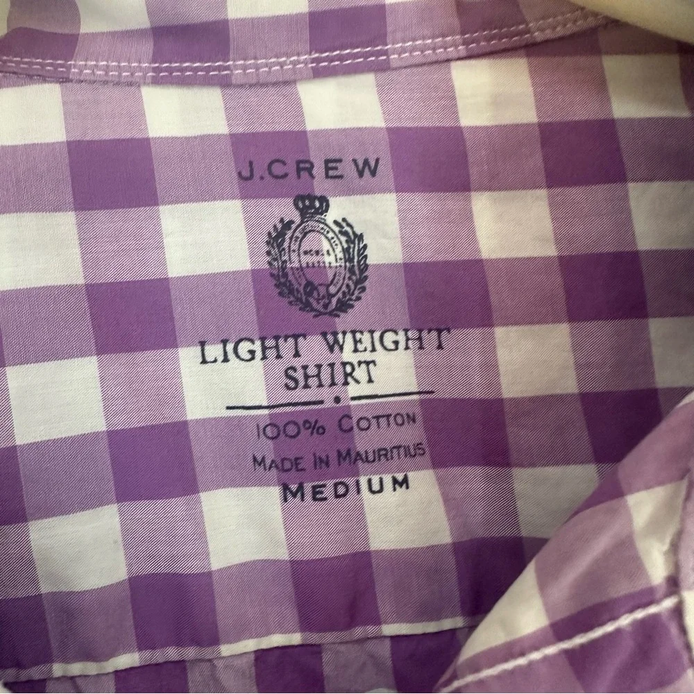 J Crew Lightweight Button Down Shirt Checkered Mens Medium‎ Purple